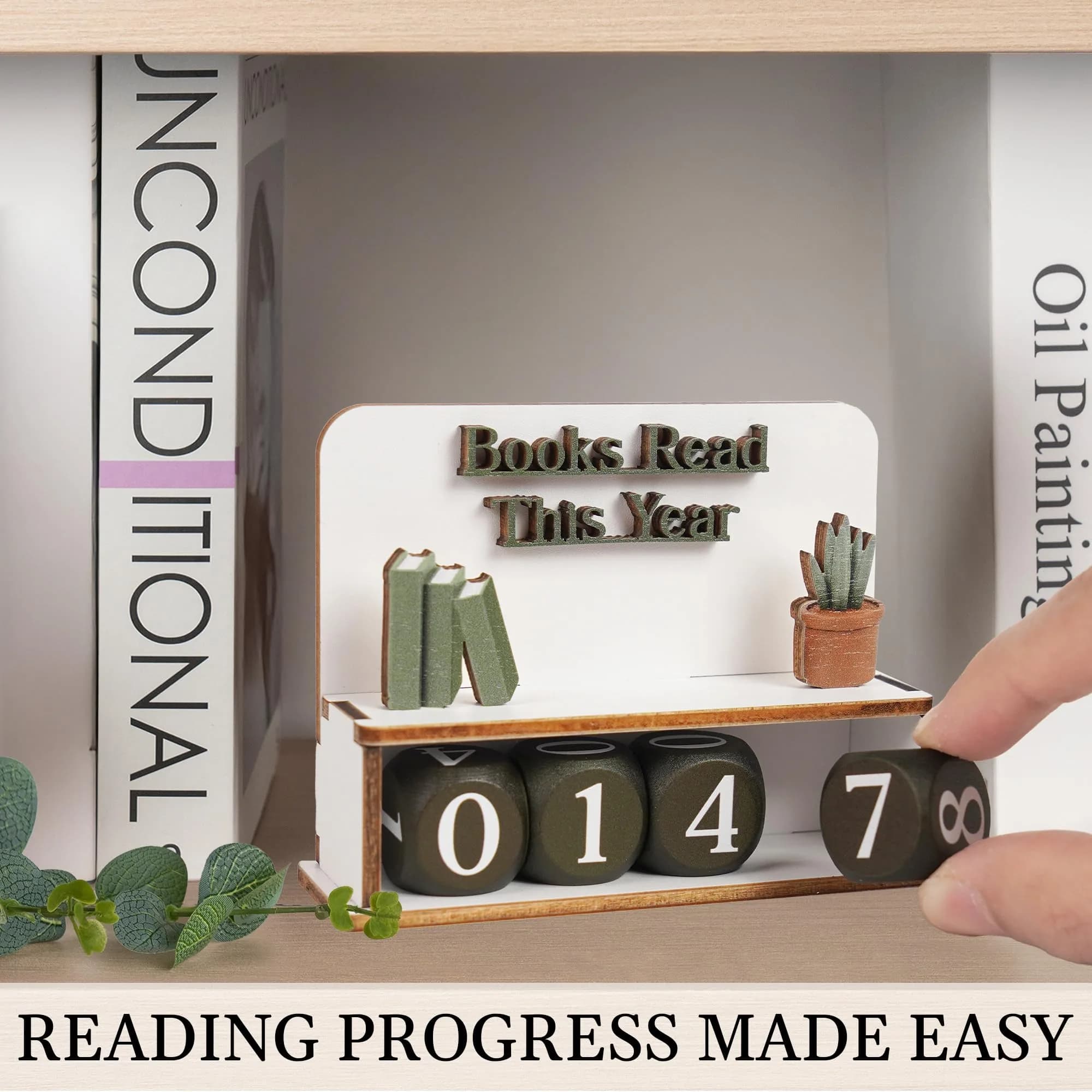 DINIZON Books Read This Year Counter, Wooden Book Reading Tracker 16.5cm (6.5" L x 4.6" W) | Track Your Reading Journey - view 3