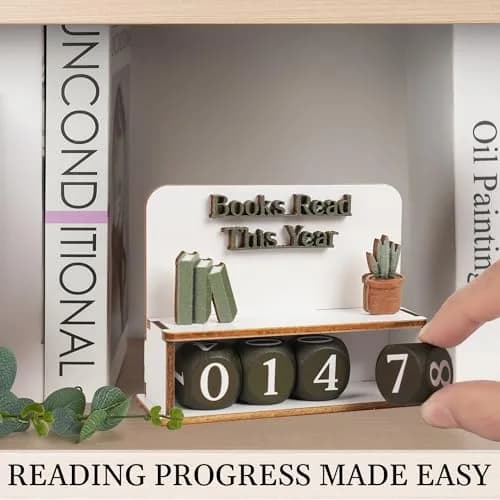 DINIZON Books Read This Year Counter, Wooden Book Reading Tracker 16.5cm (6.5" L x 4.6" W) | Track Your Reading Journey thumbnail 3