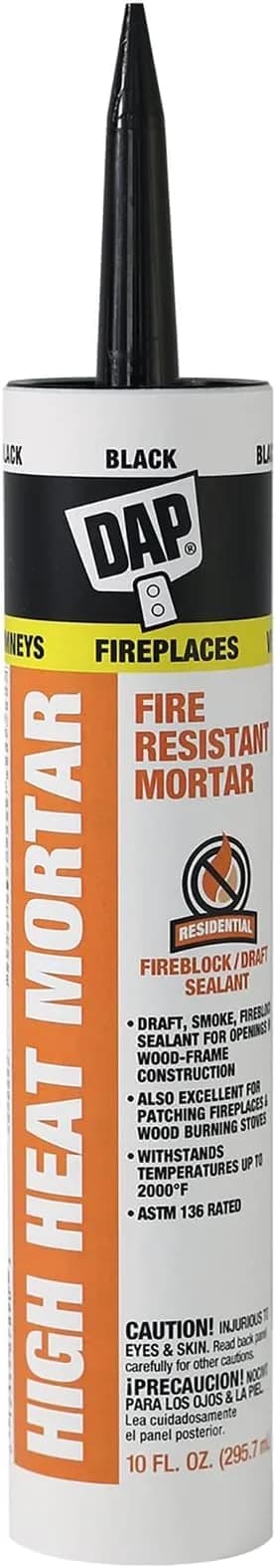 DAP High Heat Fire Resistant Mortar 10 oz | Withstands 2000°F, Easy Water Clean-Up — 10 oz