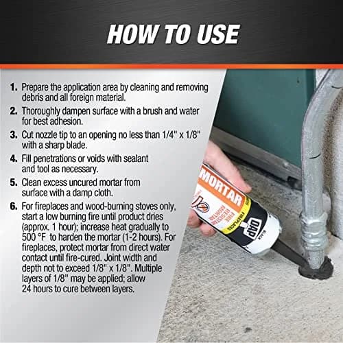 DAP High Heat Fire Resistant Mortar 10 oz | Withstands 2000°F, Easy Water Clean-Up thumbnail 3