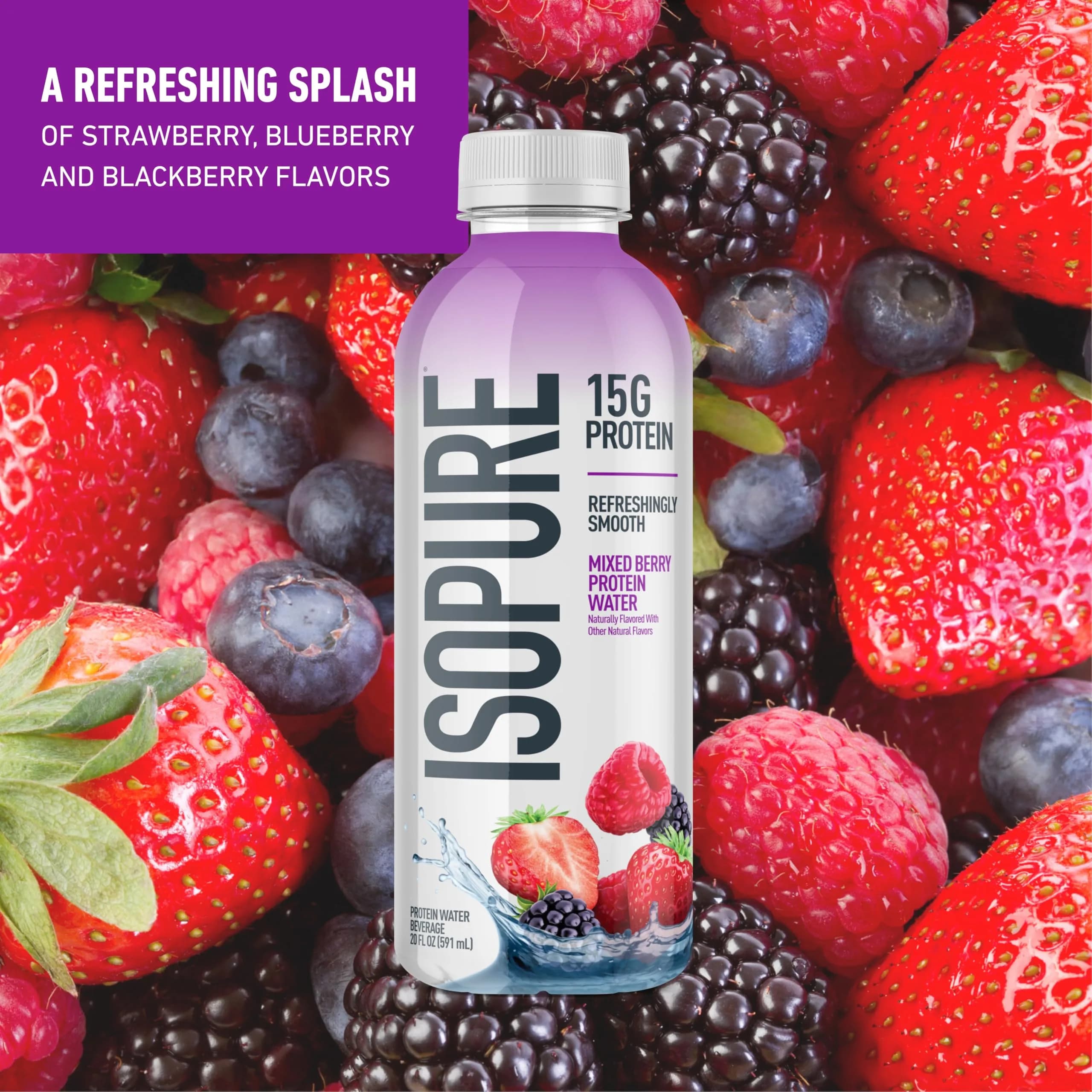 Isopure Low Carb 100% Pure Whey Isolate Dutch Chocolate Protein Powder 3 Lbs + Mixed Berry Clear Protein Water 590ml (20 fl oz) | High Protein Low Carb Supplement - view 4