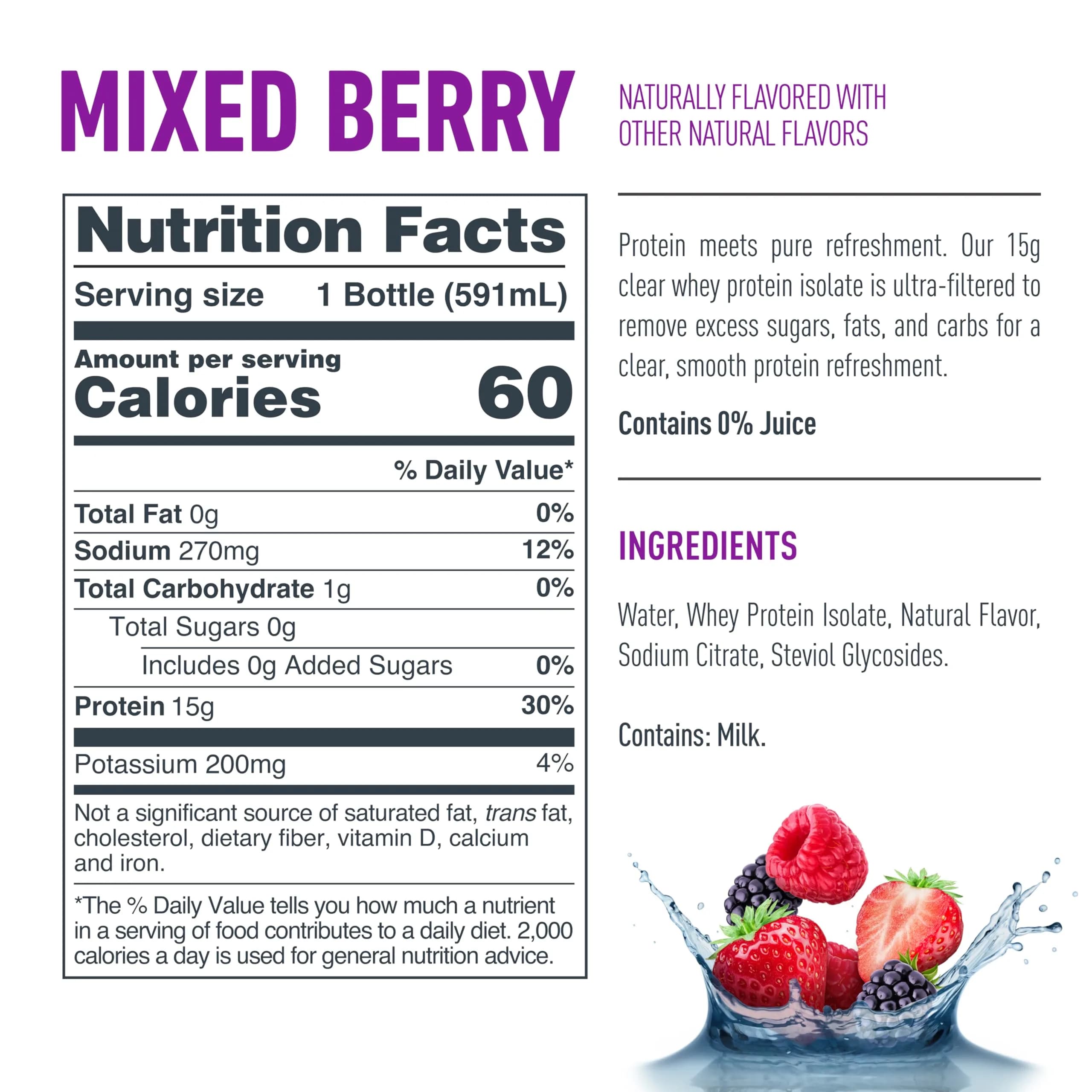Isopure Low Carb 100% Pure Whey Isolate Dutch Chocolate Protein Powder 3 Lbs + Mixed Berry Clear Protein Water 590ml (20 fl oz) | High Protein Low Carb Supplement - view 5
