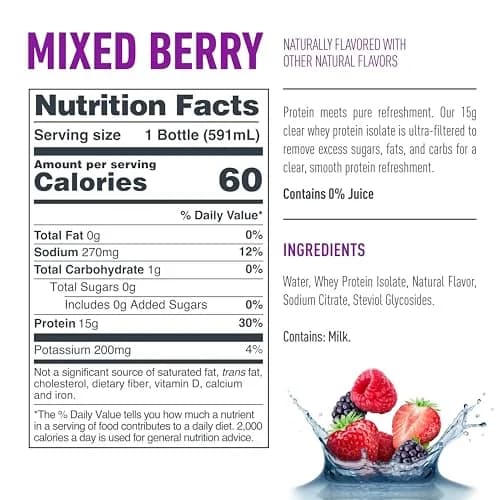 Isopure Zero Carb Whey Protein Isolate Unflavored 3 Lb + Mixed Berry Clear Protein Water 20 fl oz | 47 Servings Protein Powder thumbnail 5