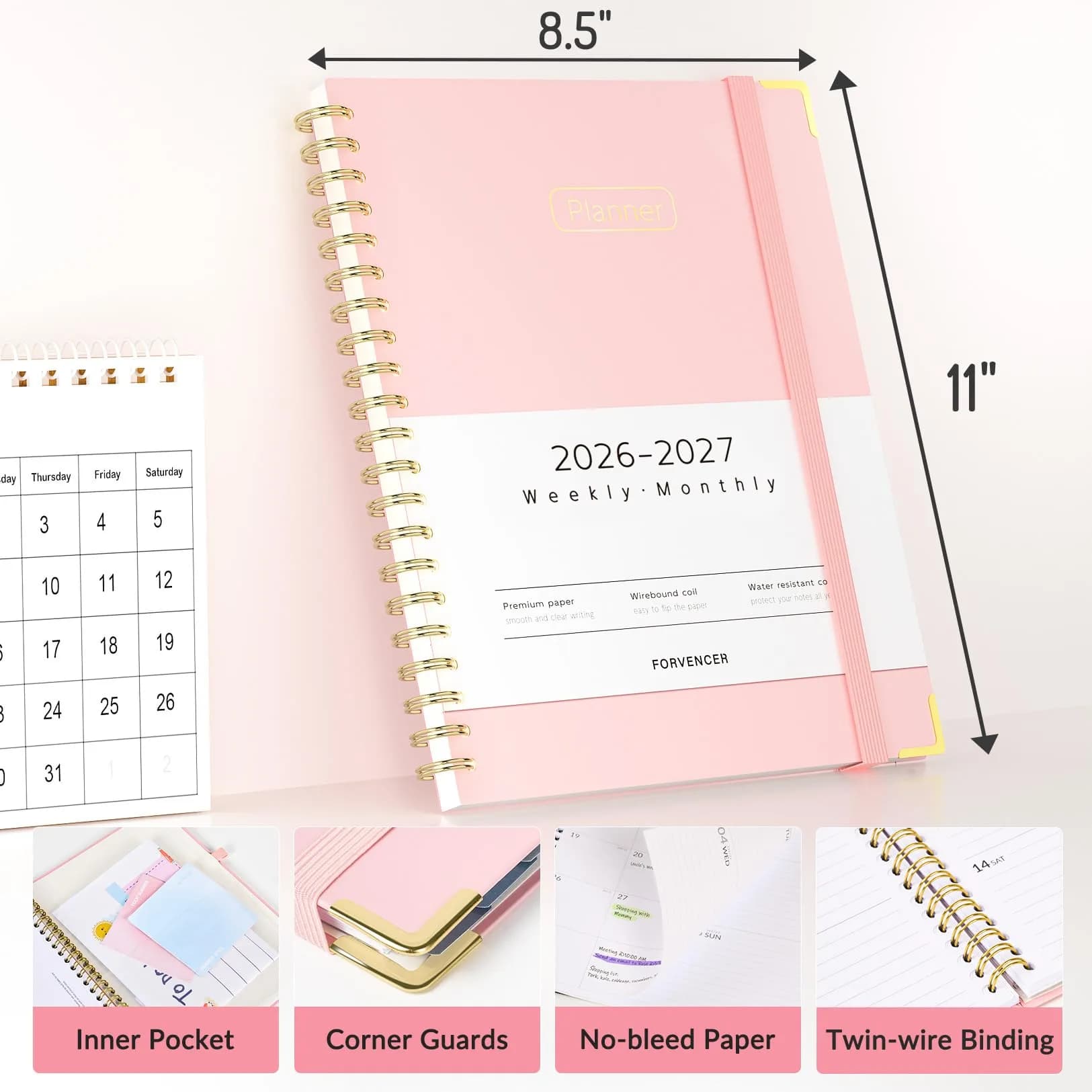 Forvencer Academic Planner 2026-2027, 8.5"x11" (21.6x27.9 cm) | Weekly & Monthly Hardcover Organizer - view 6