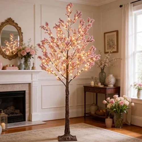 LIGHTSHARE 6FT Lighted Cherry Blossom Tree with 171 LED Warm White Lights | Indoor Outdoor Decorative Sakura Tree thumbnail 5