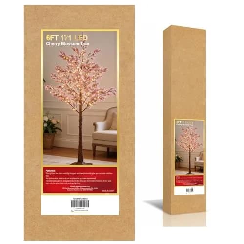 LIGHTSHARE 6FT Lighted Cherry Blossom Tree with 171 LED Warm White Lights | Indoor Outdoor Decorative Sakura Tree thumbnail 9