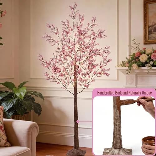 LIGHTSHARE 6FT Lighted Cherry Blossom Tree with 171 LED Warm White Lights | Indoor Outdoor Decorative Sakura Tree thumbnail 3