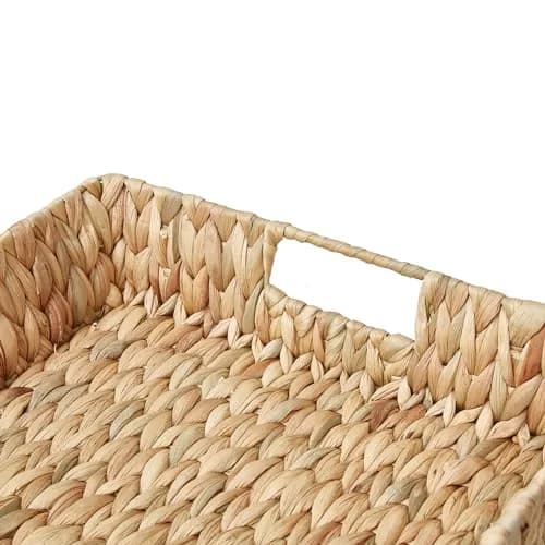 Suptinwear Rectangular Water Hyacinth Serving Tray with Handles | Hand Woven Rattan 17 Inch thumbnail 4