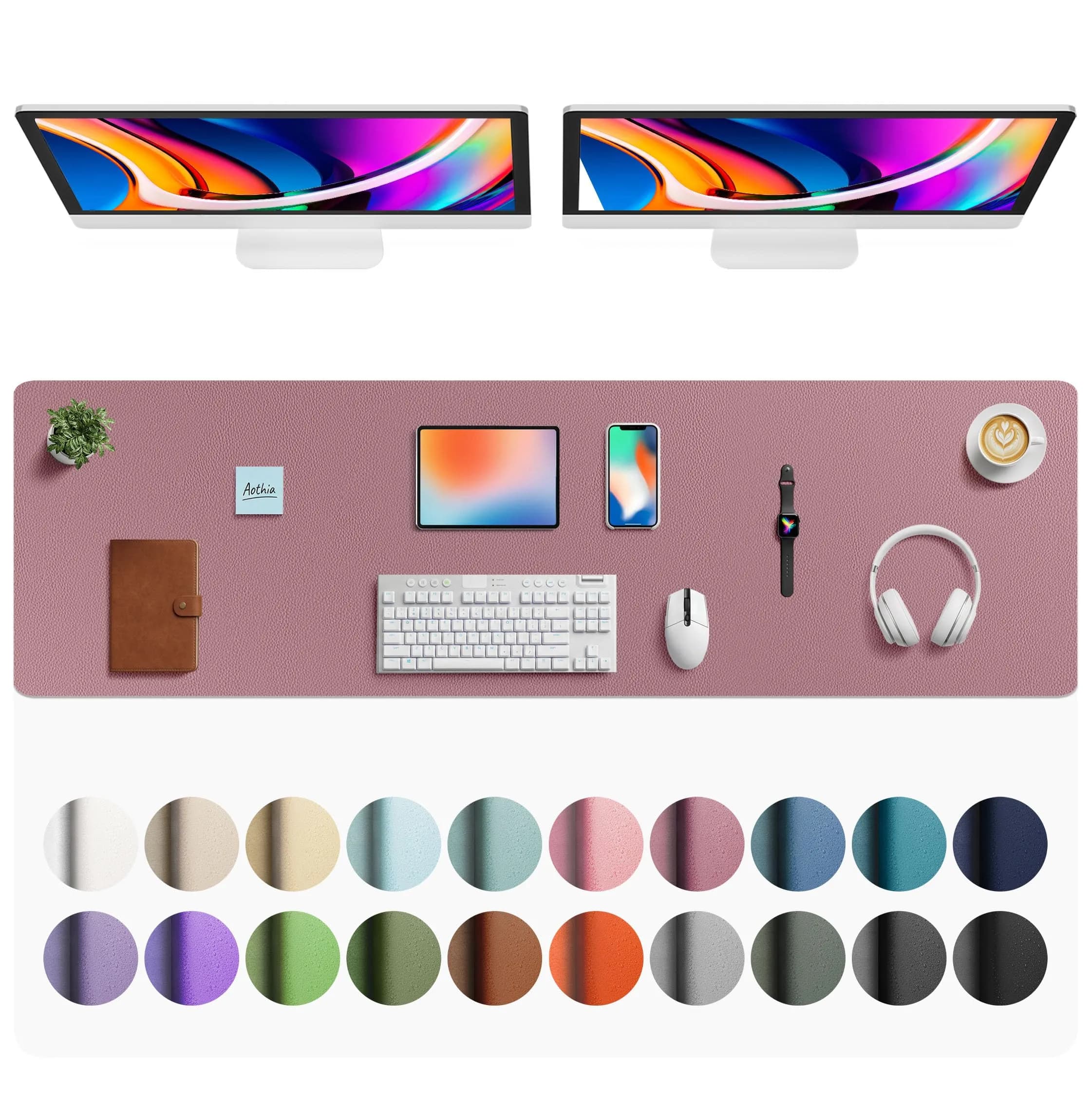 Aothia Faux Leather Desk Mat - Large Mouse Pad 163cm x 43cm (63" x 17") | Smooth Writing Surface for Office & Home - main product image