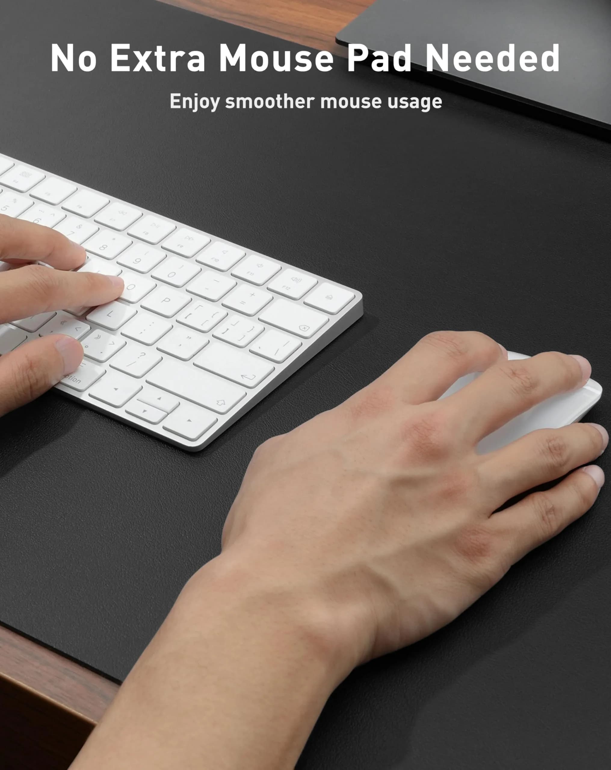 Aothia Black Faux Leather Desk Mat Large Mouse Pad, 63" x 17" | Protects Your Desk with Waterproof PU Leather - view 4