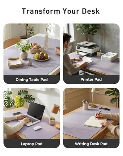 Aothia Faux Leather Desk Mat - Large Mouse Pad, Non-Slip PU Leather Blotter, Waterproof Writing Surface for Office and Home (Lavender, 107cm x 43cm) thumbnail 6