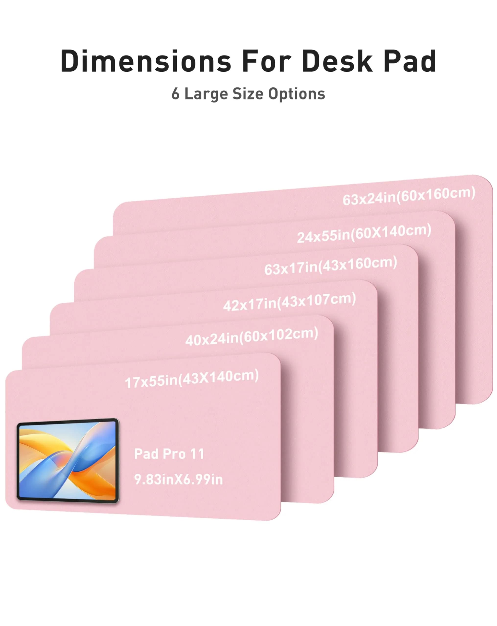 Aothia Faux Leather Desk Mat - Large Mouse Pad, Non-Slip PU Leather Blotter, Waterproof Writing Surface (Fairy Pink, 63" x 17") - view 5