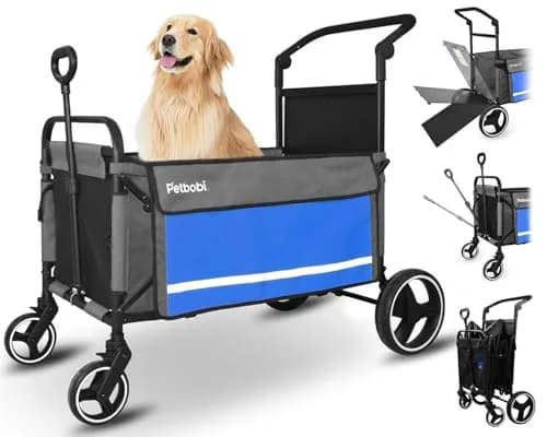 Petbobi Dog Wagon for Large Dogs | Foldable Pet Cart with Ramp & 80 lbs Support thumbnail 1