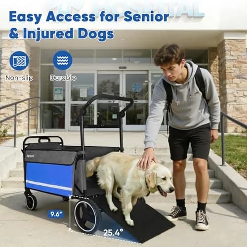 Petbobi Dog Wagon for Large Dogs | Foldable Pet Cart with Ramp & 80 lbs Support thumbnail 4