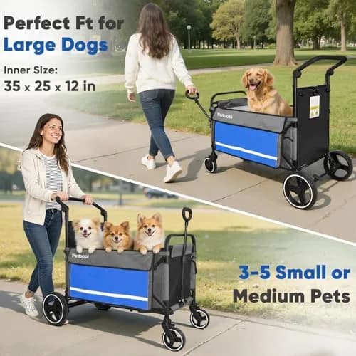 Petbobi Dog Wagon for Large Dogs | Foldable Pet Cart with Ramp & 80 lbs Support thumbnail 5