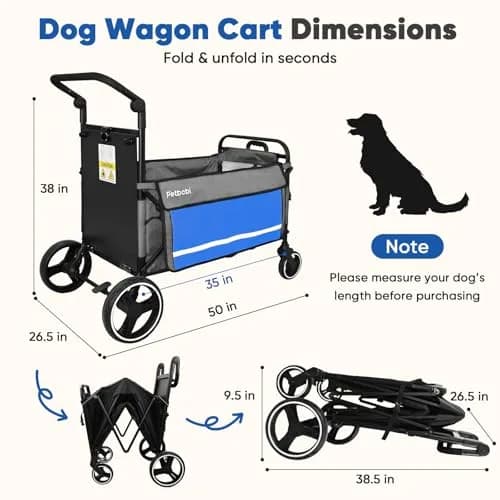 Petbobi Dog Wagon for Large Dogs | Foldable Pet Cart with Ramp & 80 lbs Support thumbnail 6