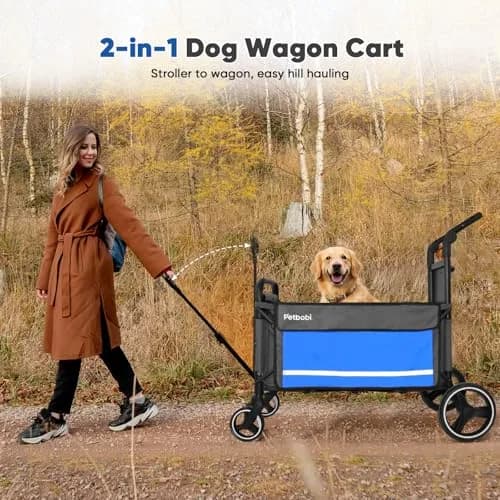 Petbobi Dog Wagon for Large Dogs | Foldable Pet Cart with Ramp & 80 lbs Support thumbnail 2