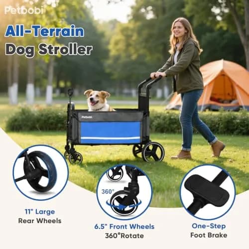 Petbobi Dog Wagon for Large Dogs | Foldable Pet Cart with Ramp & 80 lbs Support thumbnail 3