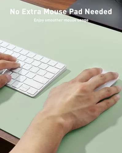 Aothia Faux Leather Desk Mat - Large Mouse Pad, Non-Slip PU Leather Blotter, Waterproof Writing Surface for Office and Home (Foam Green, 107cm x 43cm) thumbnail 4