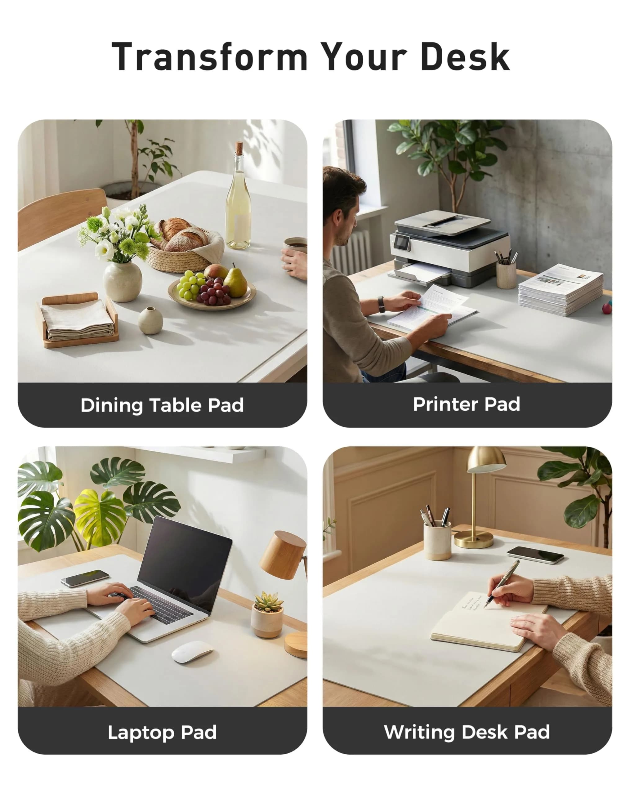 Aothia Faux Leather Desk Mat Large Mouse Pad 42" x 17" | Protects Your Desk from Scratches Stains Spills Heat - view 6