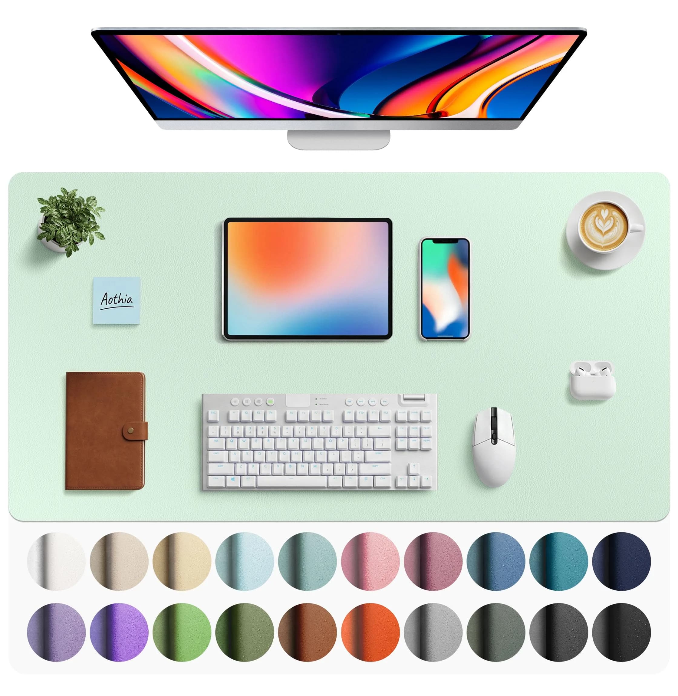 Aothia Faux Leather Desk Mat - Large Mouse Pad, Non-Slip PU Leather Blotter 102cm x 61cm (40" x 24") | Protects Desks from Scratches, Stains, and Spills - main product image