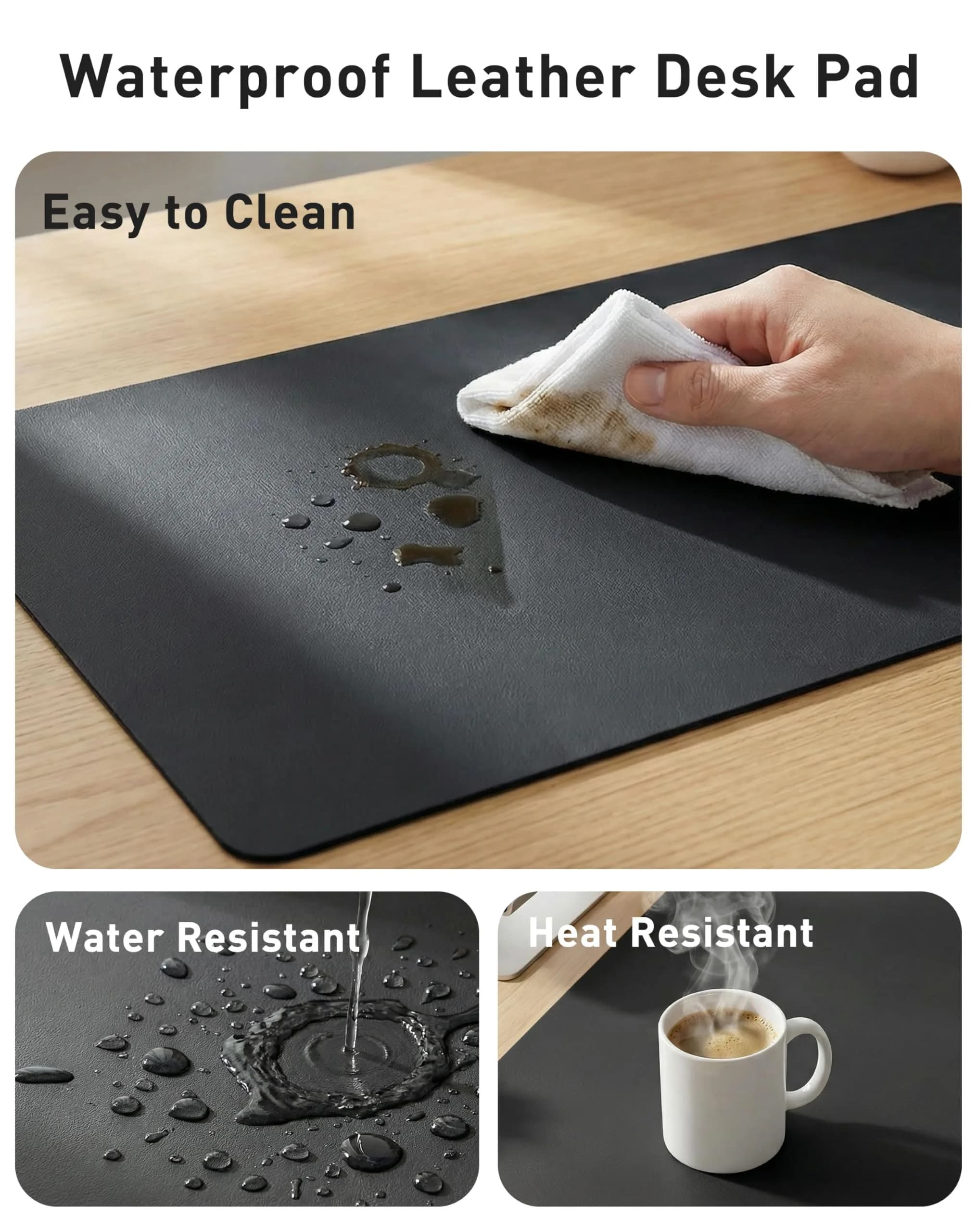 Aothia Faux Leather Desk Mat Large Mouse Pad 42" x 17" | Protects Your Desk from Scratches and Spills - view 7