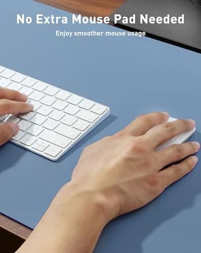 Aothia Faux Leather Desk Mat - Large Mouse Pad, Non-Slip PU Leather Blotter, Waterproof Writing Surface for Office and Home (Denim Blue, 163cm x 43cm) thumbnail 4