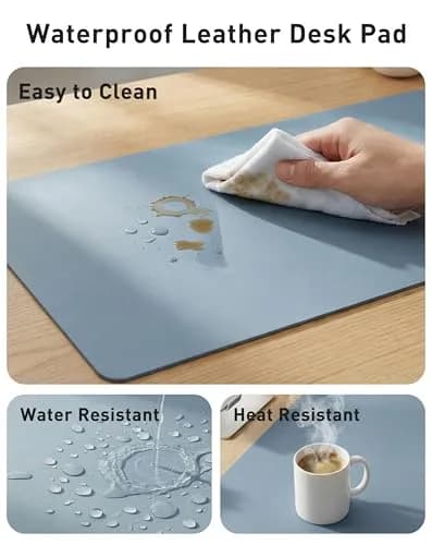 Aothia Faux Leather Desk Mat - Large Mouse Pad, Non-Slip PU Leather Blotter, Waterproof Writing Surface for Office and Home (Denim Blue, 163cm x 43cm) thumbnail 7