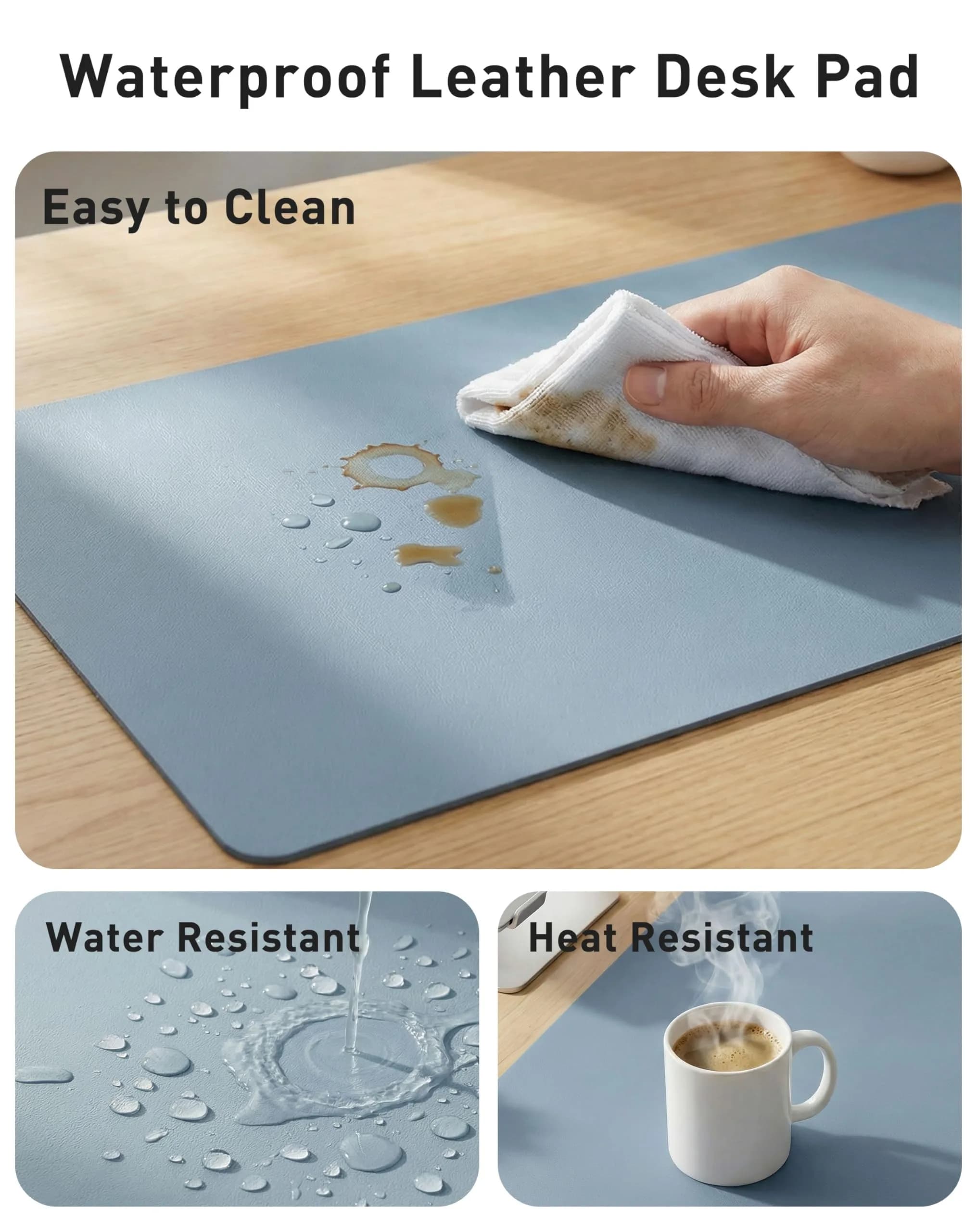 Aothia Faux Leather Desk Mat Large Mouse Pad 40" x 24" | Protects Your Desk with Waterproof PU Leather - view 7