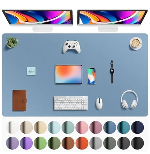 Aothia Faux Leather Desk Mat - Large Mouse Pad, Non-Slip PU Leather Blotter, Waterproof Writing Surface for Office and Home (Denim Blue, 160cm x 60cm) thumbnail 1