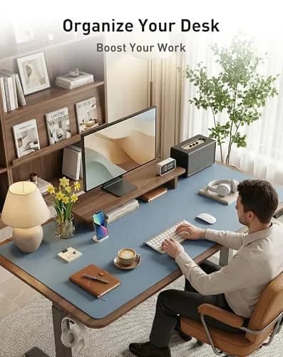 Aothia Faux Leather Desk Mat - Large Mouse Pad, Non-Slip PU Leather Blotter, Waterproof Writing Surface for Office and Home (Denim Blue, 160cm x 60cm) thumbnail 3