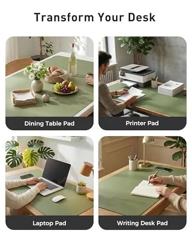 Aothia Faux Leather Desk Mat - Large Mouse Pad, Non-Slip PU Leather Blotter, Waterproof Writing Surface (Olive Green, 101.6cm x 61cm) thumbnail 6