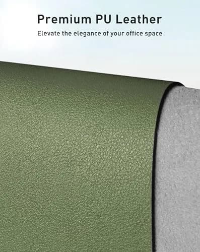 Aothia Faux Leather Desk Mat - Large Mouse Pad, Non-Slip PU Leather Blotter, Waterproof Writing Surface (Olive Green, 101.6cm x 61cm) thumbnail 2