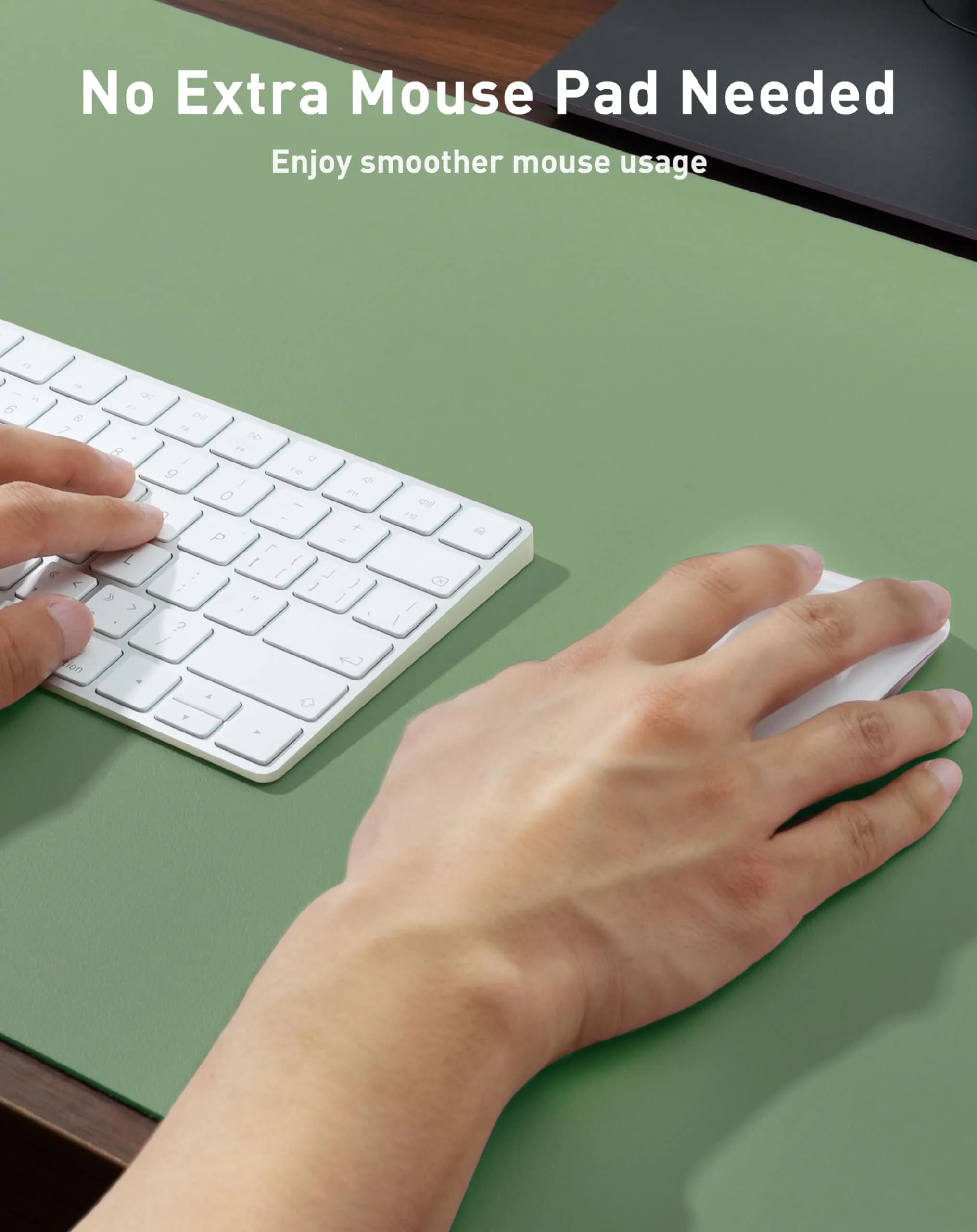 Aothia Faux Leather Desk Mat - Large Mouse Pad, Non-Slip PU Leather Blotter, Waterproof Writing Surface (Olive Green, 101.6cm x 61cm) - view 4