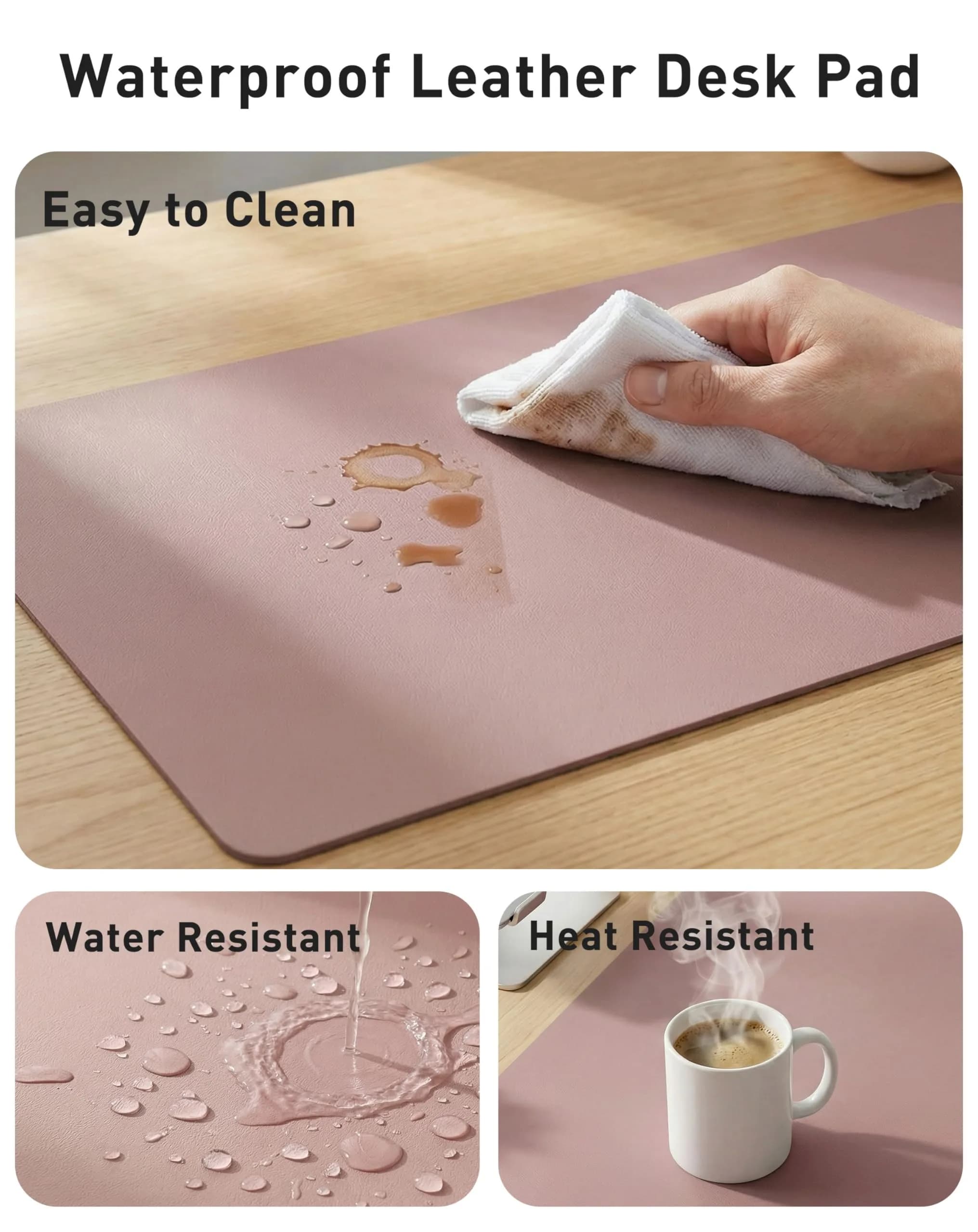 Aothia Faux Leather Desk Mat Large Mouse Pad 156cm x 60cm (63" x 24") | Waterproof Writing Surface for Office and Home - view 7