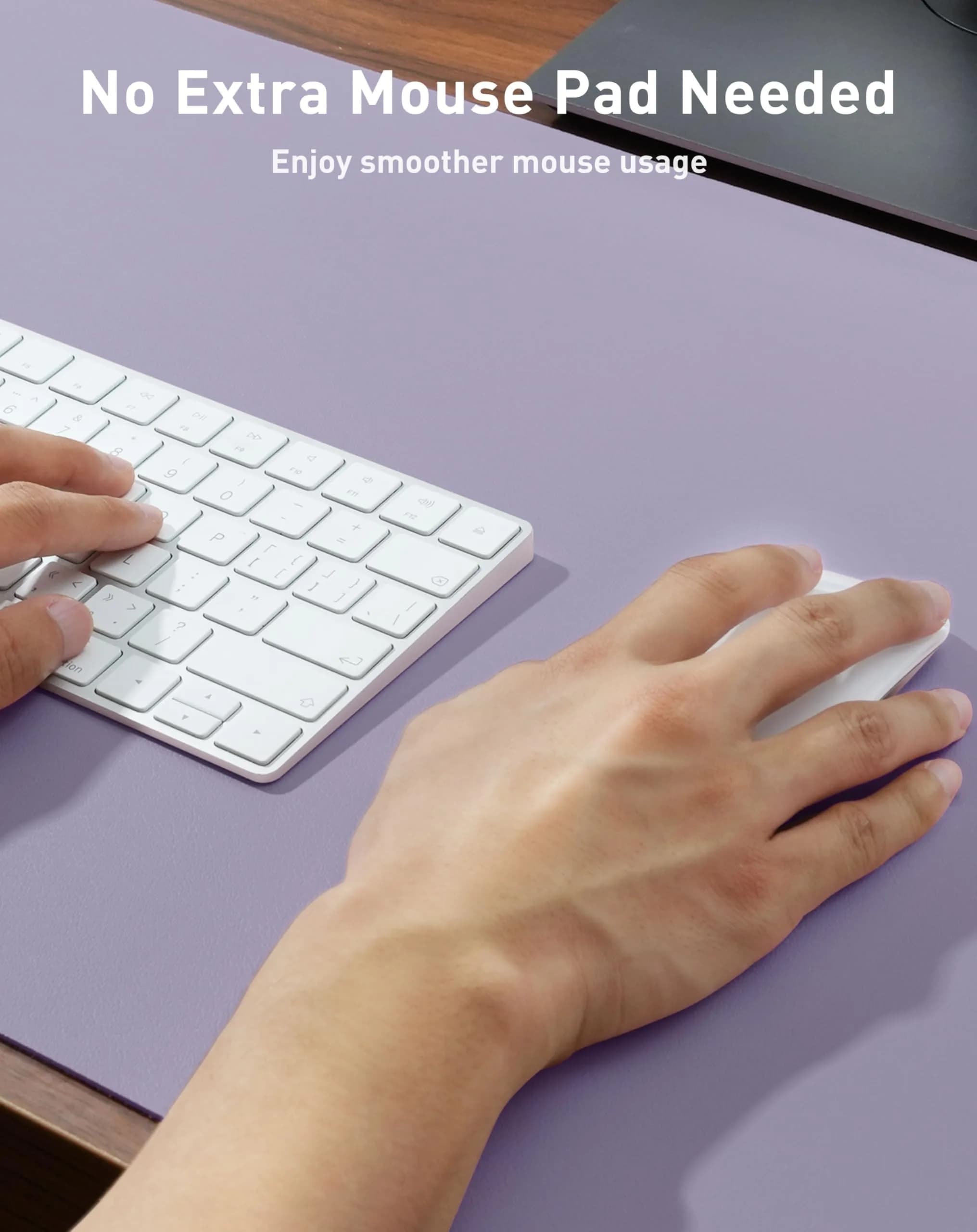 Aothia Faux Leather Desk Mat Large Mouse Pad with Non-Slip PU Leather Blotter, Waterproof Writing Surface for Office and Home (Lavender, 40" x 24") - view 4