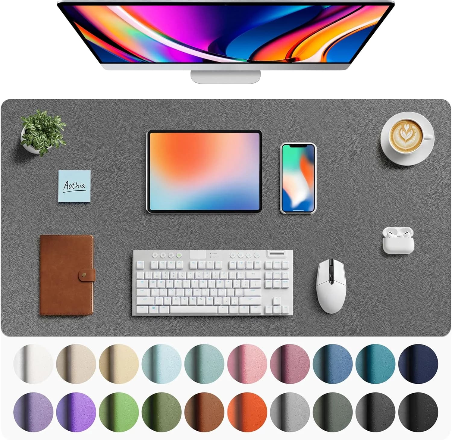 Aothia Faux Leather Desk Mat Large Mouse Pad 40" x 24" | Waterproof Writing Surface - main product image
