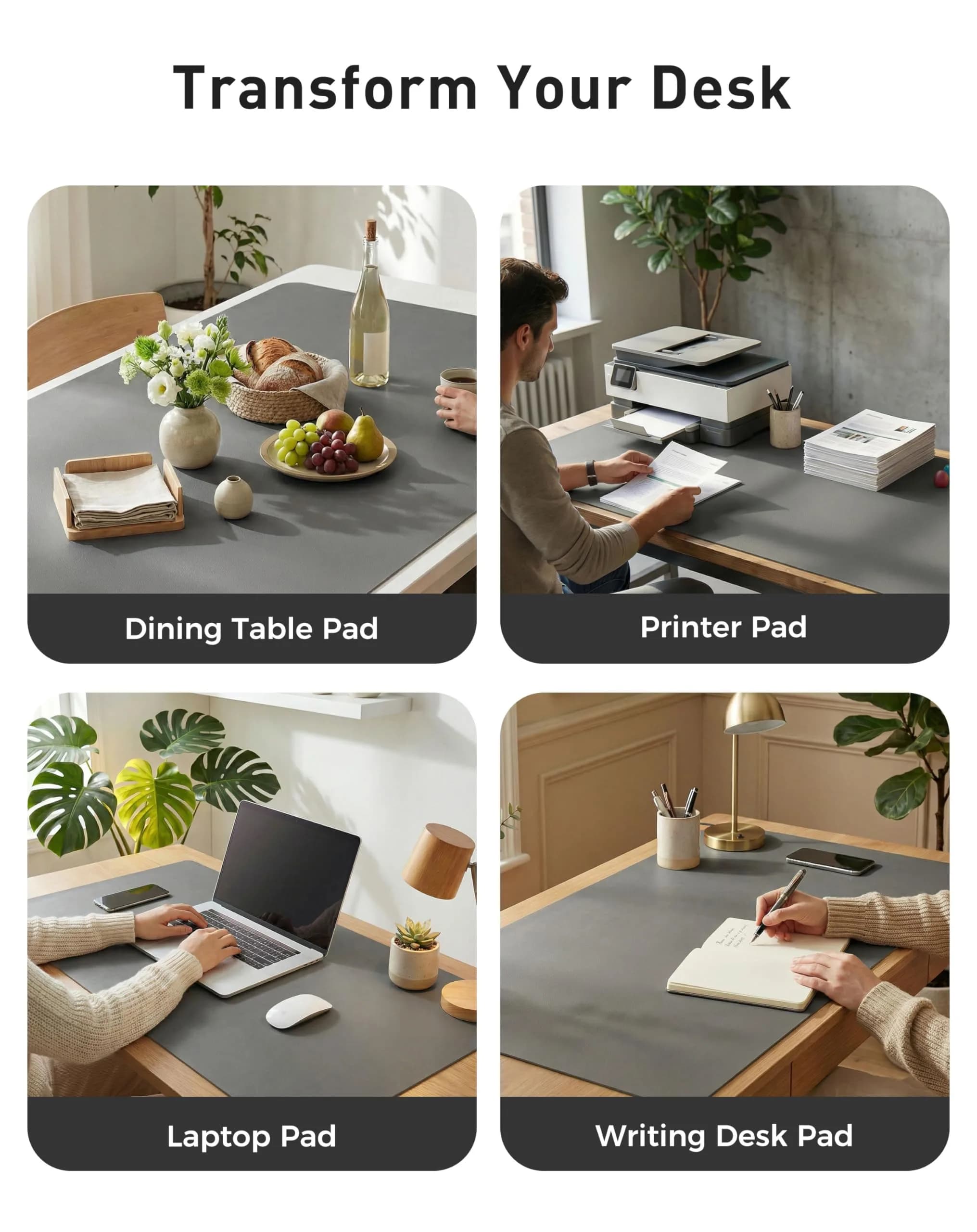Aothia Faux Leather Desk Mat Large Mouse Pad 40" x 24" | Waterproof Writing Surface - view 6