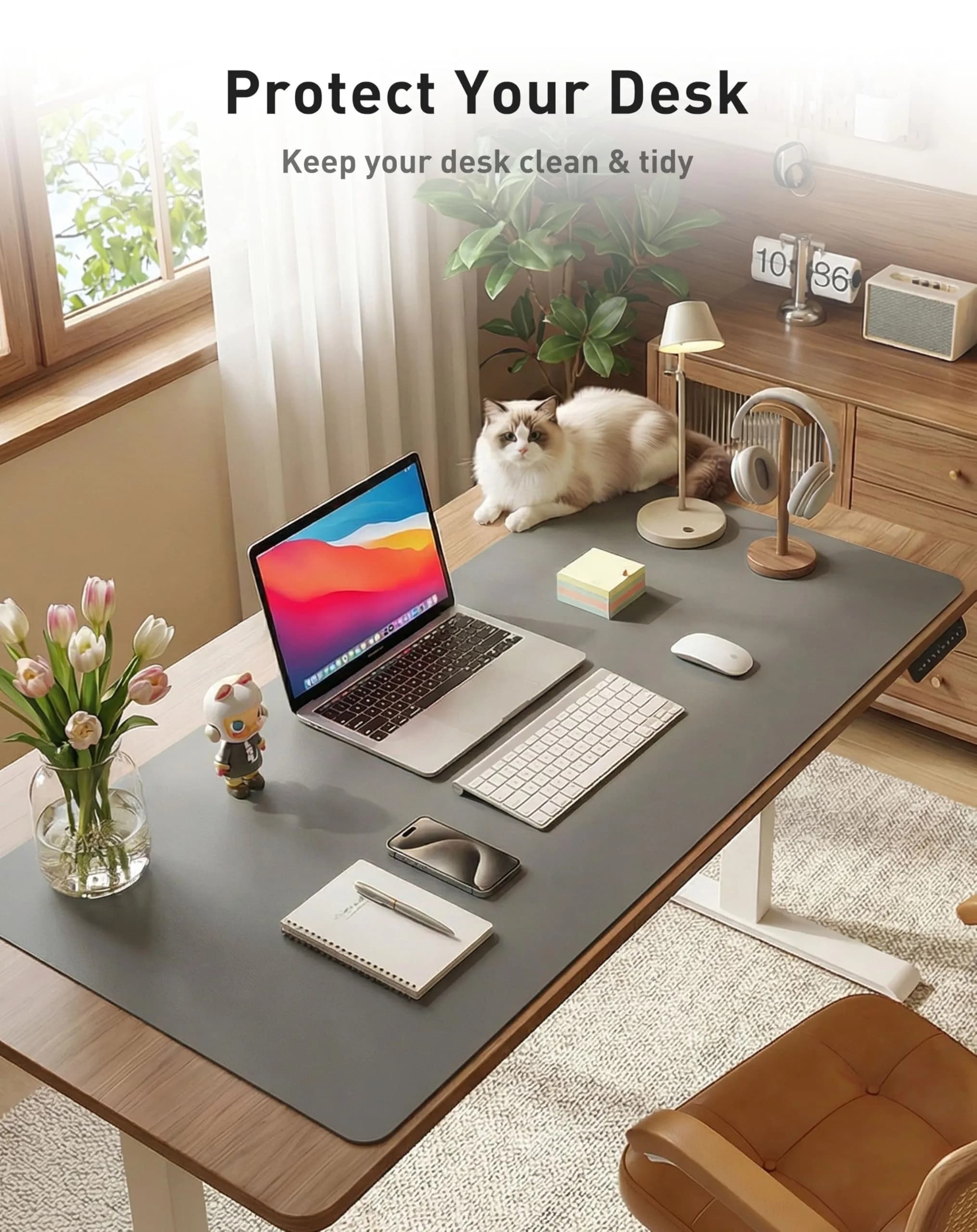 Aothia Faux Leather Desk Mat Large Mouse Pad 40" x 24" | Waterproof Writing Surface - view 8