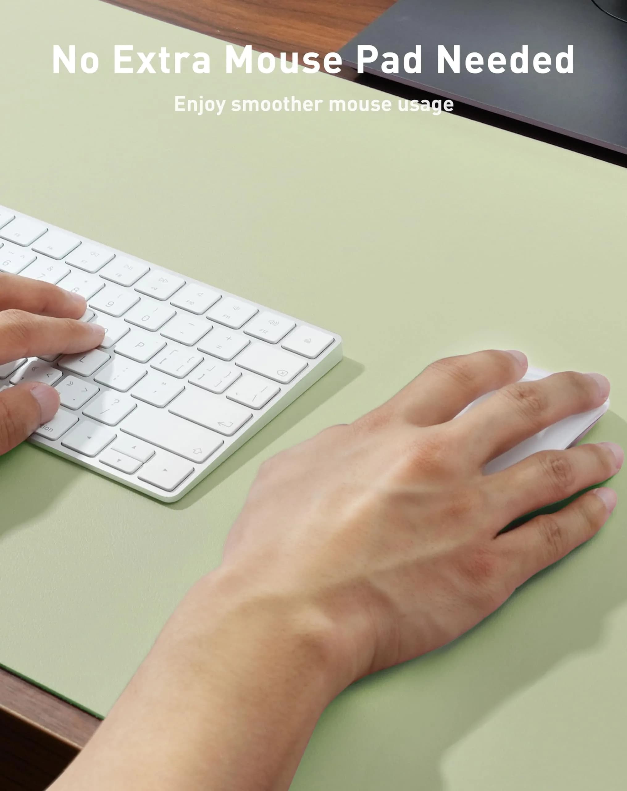 Aothia Faux Leather Desk Mat Large Mouse Pad Grass Green 42" x 17" | Protects Your Desk from Scratches and Spills - view 4