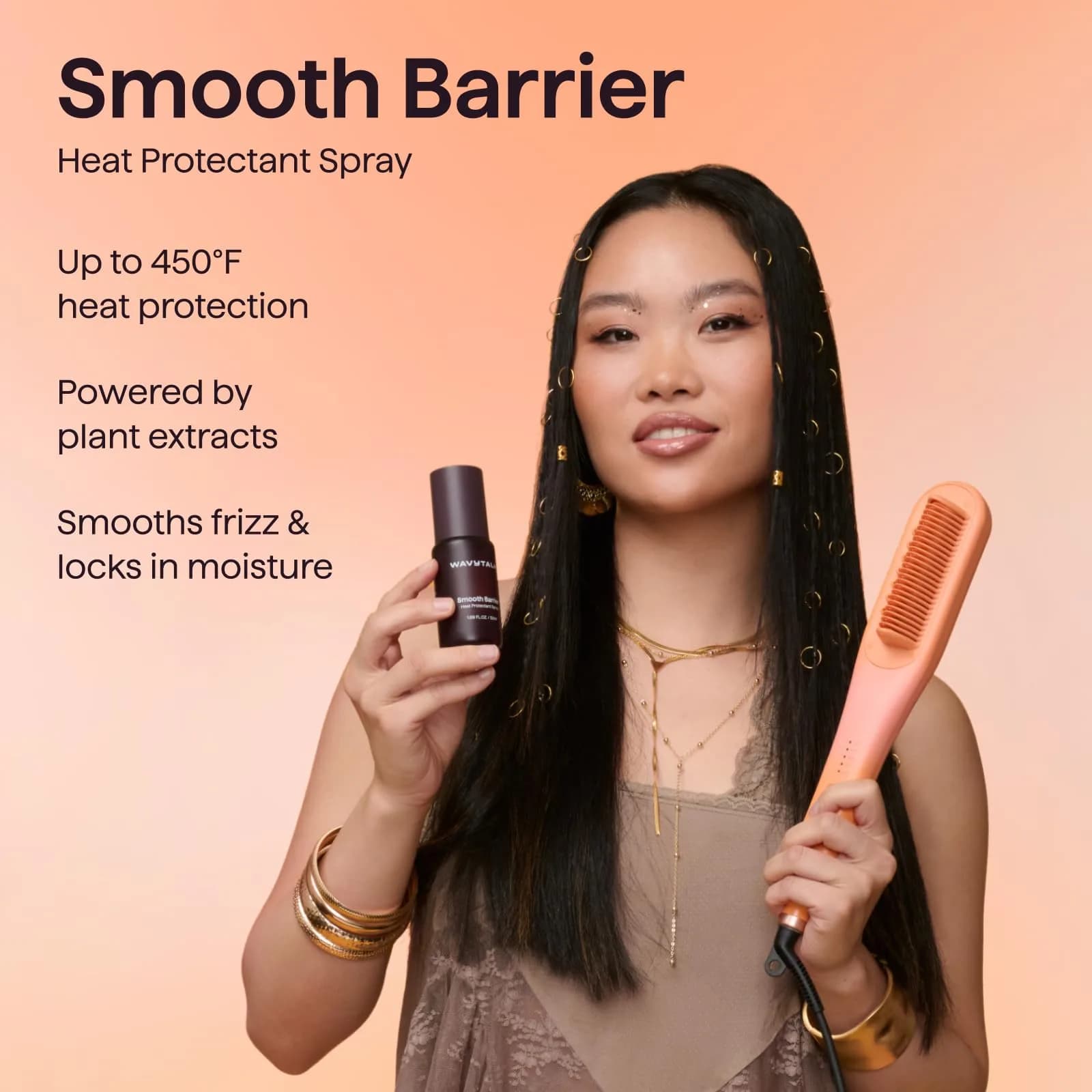 Wavytalk Spotlight Sleek Steamline Pro Steam Hair Straightener Brush 38cm (15 Inch) | Hydrates Hair, Reduces Frizz, Speeds Styling thumbnail 6