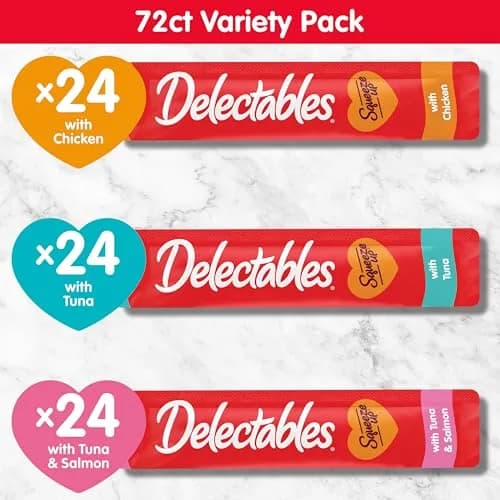 Delectables Squeeze Up Variety Pack Cat Treats 0.5oz Tubes (144 Total) | Grain-Free Lickable Puree for Bonding thumbnail 6