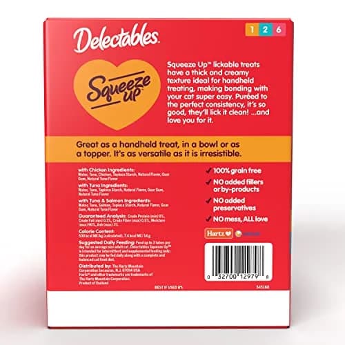 Delectables Squeeze Up Variety Pack Cat Treats 0.5oz Tubes (144 Total) | Grain-Free Lickable Puree for Bonding thumbnail 7