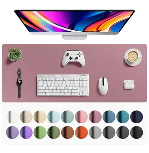 Aothia Faux Leather Desk Mat - Large Mouse Pad, Non-Slip PU Leather Blotter, Waterproof Writing Surface for Office and Home (Dark Pink, 107cm x 43cm) thumbnail 1