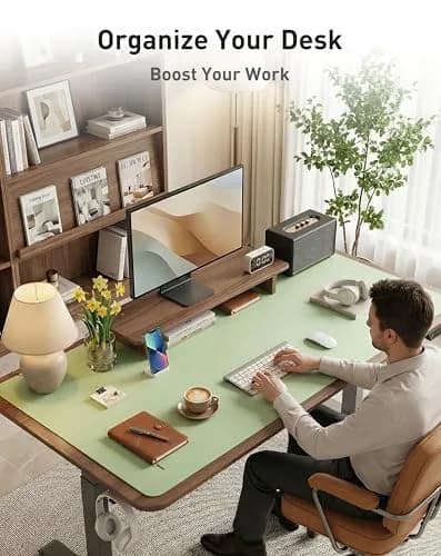 Aothia Faux Leather Desk Mat - Large Mouse Pad, Non-Slip PU Leather Blotter 101.6cm x 61cm (40" x 24") | Protects Desks, Enhances Workspace thumbnail 3