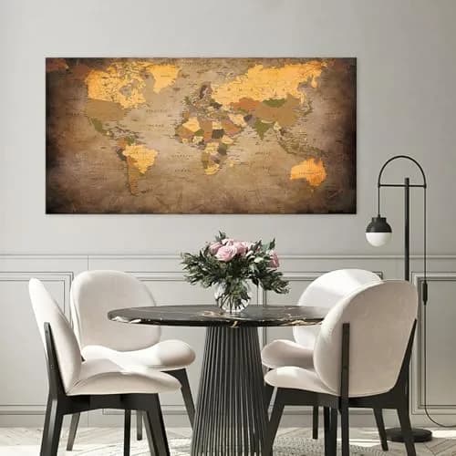Baisuwallart Vintage World Map Canvas Wall Art 71x36 inches | Authentic USA Import for Indian Homes thumbnail 4