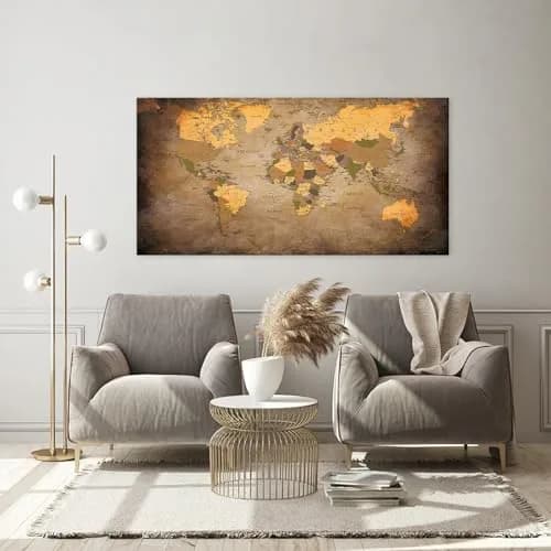 Baisuwallart Vintage World Map Canvas Wall Art 71x36 inches | Authentic USA Import for Indian Homes thumbnail 6