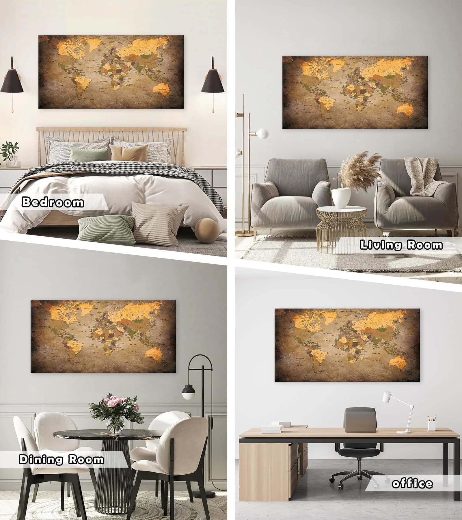 Baisuwallart Vintage World Map Canvas Wall Art 71x36 inches | Authentic USA Import for Indian Homes - view 2