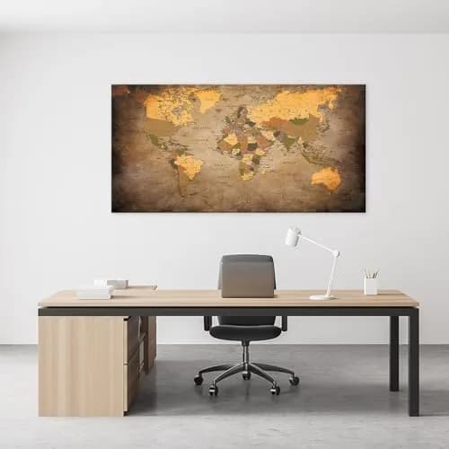 Baisuwallart Vintage World Map Canvas Wall Art 71x36 inches | Authentic USA Import for Indian Homes thumbnail 3