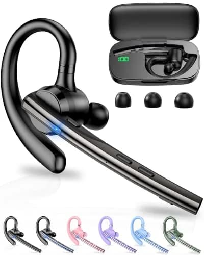 New Bee Bluetooth Headset V5.1 with Dual Mic & 72H Talk Time | 500mAh Charging Case, Qualcomm QCC3020 Chip, 15m Range thumbnail 1